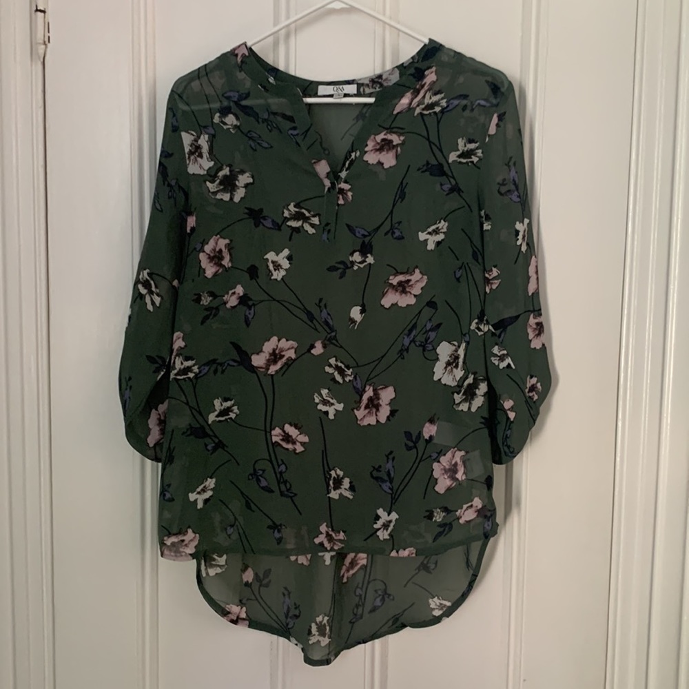 Q&A Mileigh Split Neck Blouse with Attached Cami